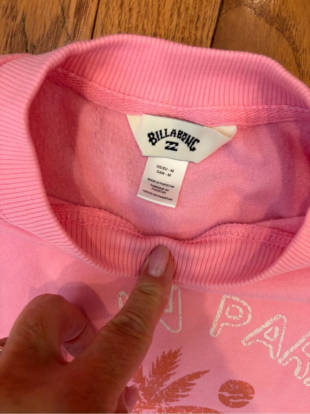 Billabong Pink Palm Graphic Crew Sweatshirt Medium - Picture 4 of 5